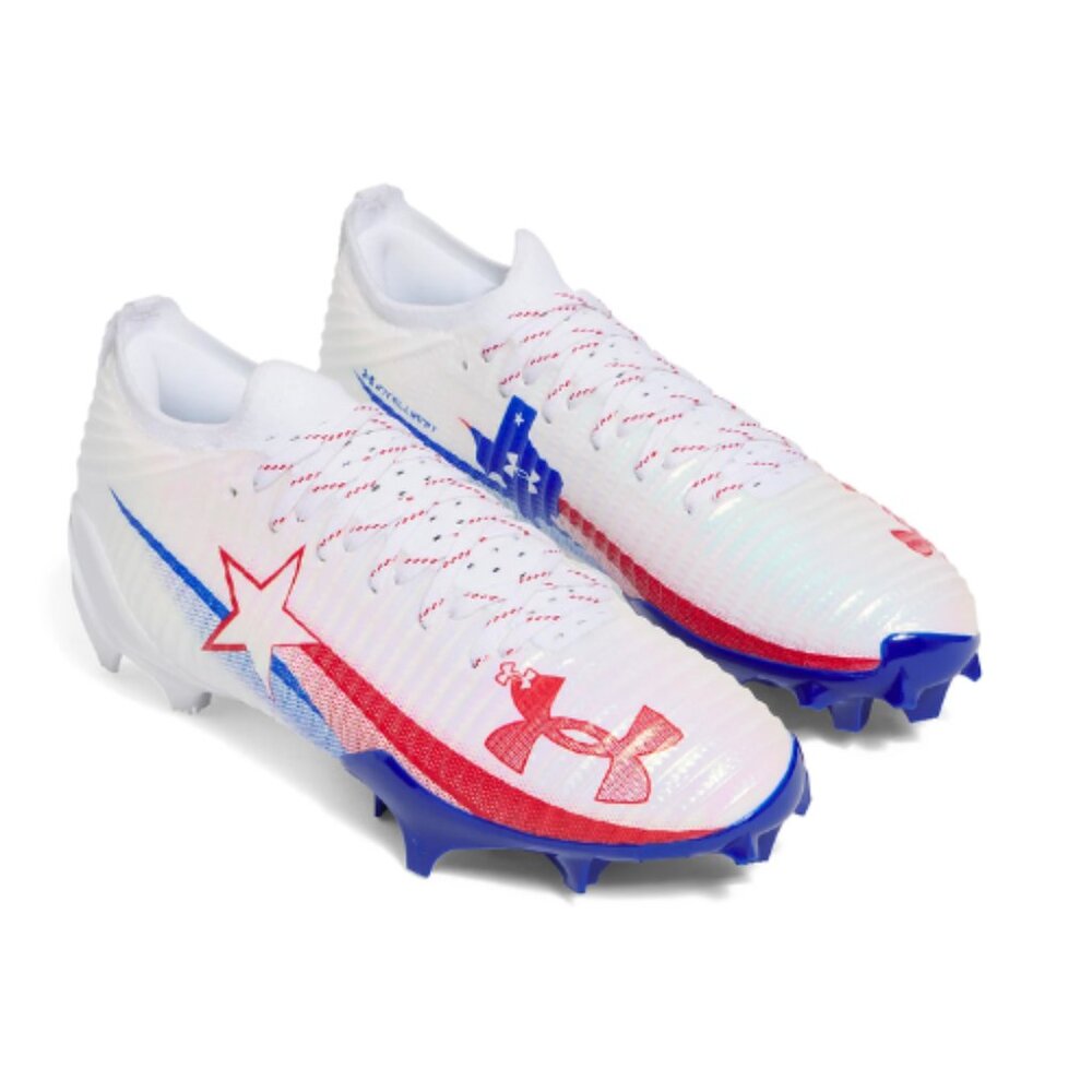 Men's Under Armour Blur Pro Texas TX Red/Wht/Blue Football Cleats 6005553